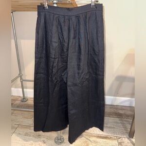 Anthropologie Black Linen Wide Leg Pant